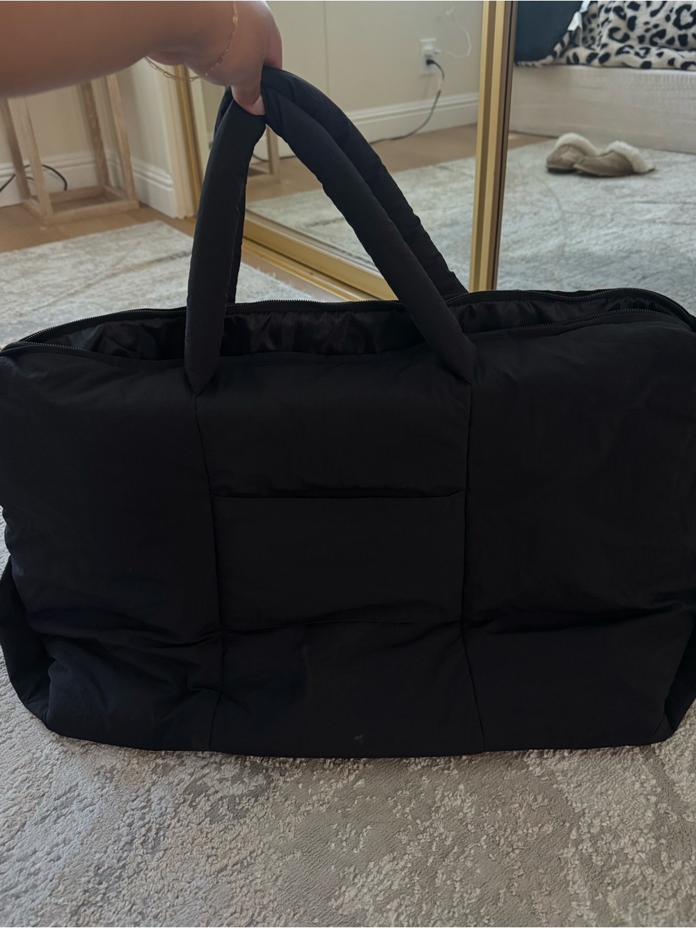 a new day Black Quilted Travel Carryall Tote